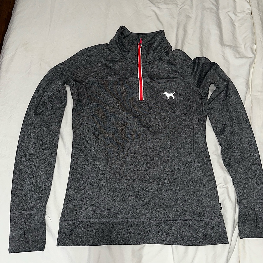 VS PINK heather grey half zip size small